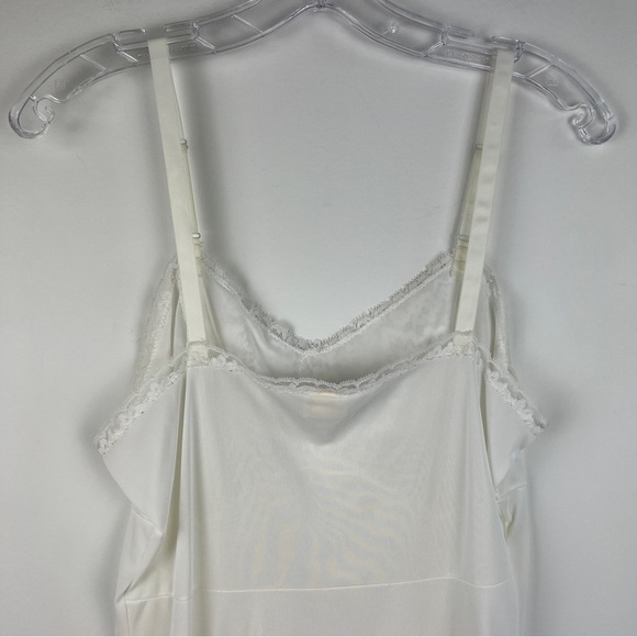 Vintage White Satin Lace Trim Slip Dress Size Small - Picture 8 of 11